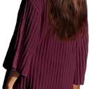 LAMISSCHE Womens Lounge Set Oversized 2 Piece Sweater Skirt Sets Long Sleeve Knit Top Pleated Skirts (X-Large, Ancora Red)