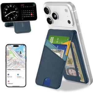 TopMade for MagSafe Wallet Stand, Works with Apple Find My, Magnetic Wallet for iPhone 17/16/15/14/13/12 Series, for iPhone Wallet with Finder Tracker, 6 Card Holder, RFID Blocking, Dark Blue