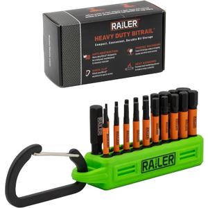 Allen Wrench Hex Bit Set - Railer 2 Inch Impact Driver 20pc Hex Bit Set With A Bit Holder & Carabiner. Premium S2 Steel, Ideal For Furniture Screws (Hi-vis Green Bitrail)
