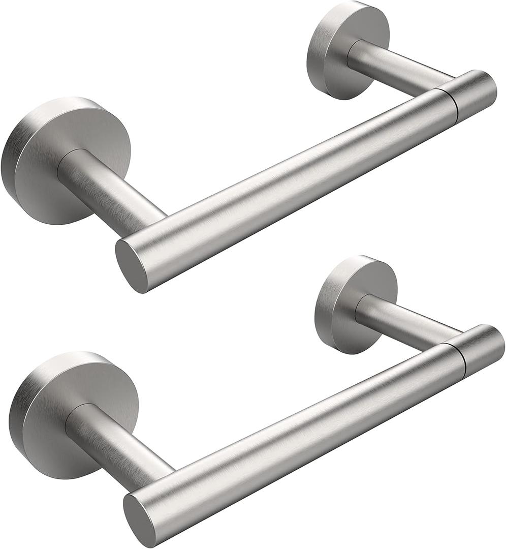 Brushed 2 Pack Toilet Paper Holder SUS304 Stainless Steel Double Post Pivoting Toilet Paper Roll Holder Wall Mounted Toilet Tissue Holder for Commercial Bathroom RV (2PC, Brushed Grey)