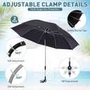 Nuanchu 2 Pcs 49" Double Canopy Beach Umbrellas with Clamp Upf 50+ Beach Chair Umbrella with Clip 360 ° Adjustable Portable Outdoor Wheelchair Patio Golf Carts Camping Stroller Fishing