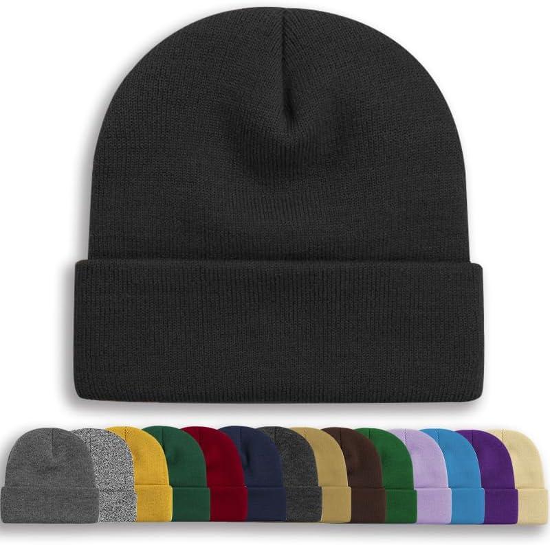 Rosoz Unisex Beanie Winter Knitted Skull Cuffed Soft Warm Hat for Men/Women Slouchy Ski Watch Cap (Black)