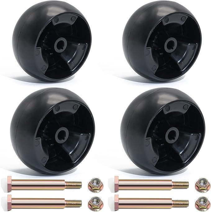 CheeMuii 4 Pack 734-04155 Mower Deck Wheels Kit 5 Inch Deck Gauge Wheel Replace for 734-04155 112-0677 72-025 210-275 938-3056 Deck Wheels with Bolts and Lock Nuts Kit