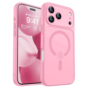 CANSHN Magnetic Compatible with iPhone 17 Pro Case, Upgraded [Full Camera Protection] [Compatible with Magsafe] [Translucent Matte] Shockproof Protective Phone Cover 6.3 Inch - Pink