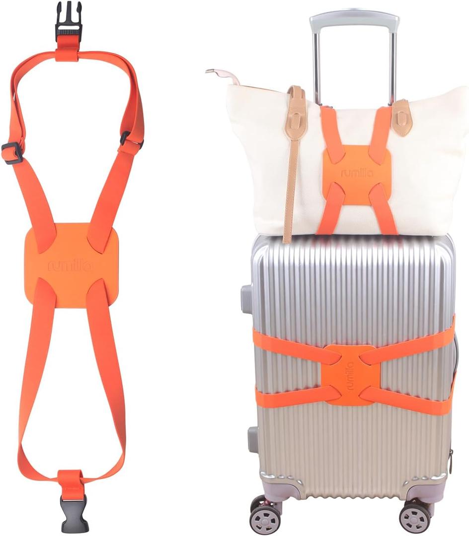Luggage Straps Bag Bungee， Luggage Straps Suitcase Adjustable Belt，Add a Bag Easy to Travel Suitcase Elastic Strap Belt (Orange Luggage strap-1PCS)