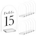 MAQUITA 10 Pack Clear Arch Acrylic Sign with Stand, DIY Arch Sign Blank, 5x7 Inch Clear Acrylic Holder for DIY Name Card, Event&Party Decoration, Wedding Table Numbers