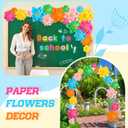 18 Pcs Mexican Paper Flowers Decor for Wall DIY Paper Fiesta Bulletin Board 3D Colorful Mexican Backdrop Decoration for Classroom Back to School Carnival and Holiday Party(Lotus-Shaped,Rainbow)