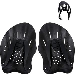 Contour Swim Paddles Hand, Swim Training Hand Paddles with Adjustable Straps, Swimming Hand Paddles for Women and Men (Medium, Black)