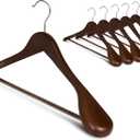 StorageWorks Wooden Hangers 6 Pack, Extra Wide Shoulder Wood Coat Hanger for Coats, Shirts, Jackets, Pants, Suits, Light Walnut Color