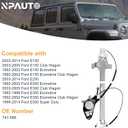 Front Driver Side Power Window Regulator with Motor for 2003-14 Ford E150 E250, 1992-02 E150 E250 Econoline Club Wagon, 03-05 E350 Club Wagon, 92-98 E350 Econoline, 1999-14 E350 Super Duty, Left