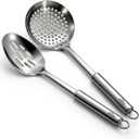 Berglander Kitchen Skimmer Slotted Spoons for Straining 2 pcs 13", Stainless Steel Kitchen Spider Strainer Ladle Spoon for Straining Pasta/Cooking/Frying/Noodle, Metal Kitchen Utensils Pasta Spoon