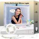 13ft/4M Voice-Activated Led Vanity Mirror Lights Kit Bendable NO Need to Cut Vanity Make-up Mirror Cloakroom Adjustable Flexible Strip Light Table Set with Dimmer and Power Supply