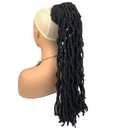 HAPPY&CC Braided Drawstring Ponytail Long Nubian Locs Hair Pieces Ponytail Bun Clip in Braiding Hair Drawstring Ponytail Crochet Braids Hair Extensions for Black Women(#1B, 20)