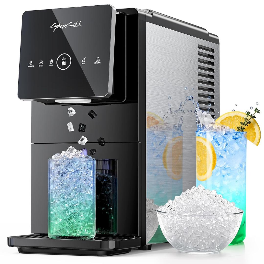 CyberChill Nugget Ice Makers Countertop Dispenser, 40lbs/Day Touch-Free Ice