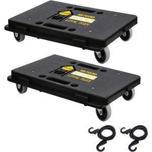 Furniture Dolly,Moving Dolly 4 Wheels Heavy Duty,16in-11in 500lbs Capacity,Furniture Movers Dollys with Wheels,Small Flat Cart with 2 Ropes, 2 Pack, Black (Black)