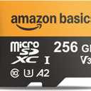Amazon Basics 256GB microSDXC Memory Card with Adapter for Action Cameras, Full HD, Drones, Tablets, Smartphones, Read Speed Up to 200MB/s, 1-Pack