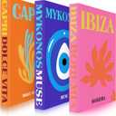 Tatuo Set of 3 Preppy Decorative Fake Books Funky Aesthetic Room Decor Coffee Table Faux Books Decor for Decoration Bookshelf Stuff Things(Preppy Travel)