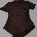 Milumia Women's Casual Ruched Mock Neck T Shirt Short Sleeve Tee Bodysuit Jumpsuit