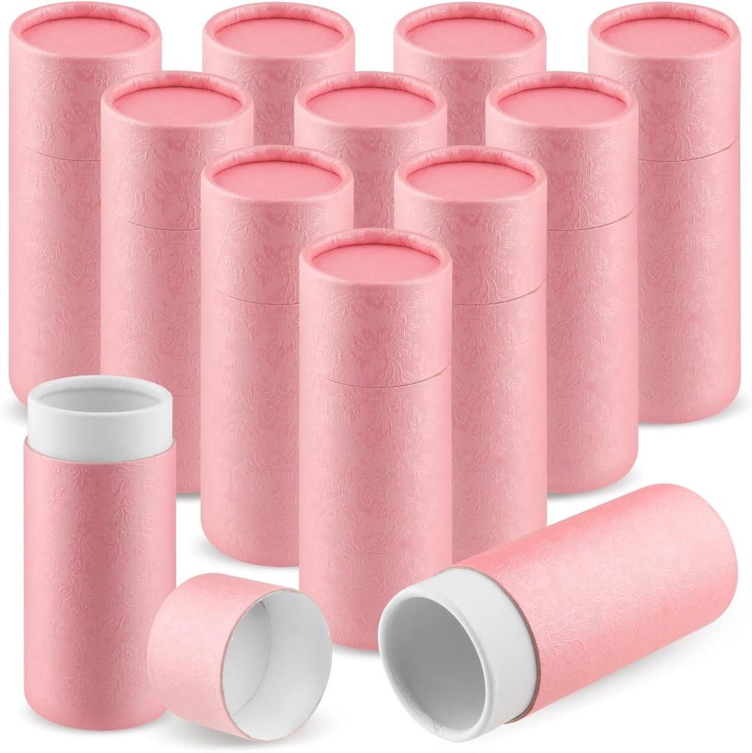 12 Pcs 30ml/1oz Kraft Paper Jar Empty Cardboard Boxes Round Cardboard Gift Packaging Tube Container with Lid for Crafts Tea Coffee Cosmetic - Pink