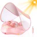 Baby Float with Canopy UPF50+ Sun Protection for Infant Newborn Toddler Inflatable Swimming Spring Swim Water Float 0-36 Months with Balance Ball Safety Seat