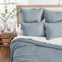 Levtex Home Mills Waffle King Bedspread Set (122x106in) with 2 Pillow Shams (36x20in) - Chambray - Cotton Waffle King Size Bedspread Set - Soft, Pre-Washed