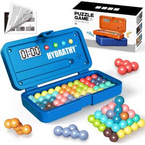 Brain Teaser Puzzles Games for Kids Adults with Timer, 2 Modes Handheld Travel Games, Single Player Mind Challenge Toys, STEM Montessori Educational Gifts for Kids 3+, Teens & Adults (Blue)