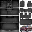 Floor Mats & Cargo Liner for 2022-2025 Jeep Wagoneer 8 Passenger Model with 2nd Row Bench Seat All Weather Protection TPE Rubber Full Set Automotive Mat Accessories, Black (Non L)