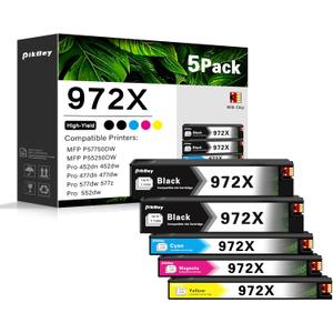 972X Ink Cartridges High Yield Combo Pack (5-Pack, 2Black/1Cyan/1Magenta/1Yellow) Compatible 972X 972 Ink Cartridge Replacement for HP Pagewide MFP P57750DW Pro 452dn 452dw 552dw 477dw 577dw Printer
