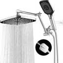 12 Inch Shower Head With Handheld Combo, High-Pressure Rain/Rainfall Shower Heads With 3+1 Settings Handheld Spray, Including 3-Way Diverter, Extension Arm - Height/Angle Adjustable(Chrome)