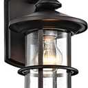 MICSIU 100W Max Vintage Farmhouse Outdoor Wall Light, 10 Inch Oil Rubbed Bronze Metal Exterior Sconce, Clear Seedy Glass Porch Light for Entryway, Garage, or Bathroom