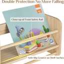 Nursery Book Shelves for Wall: Solid Pine Wood Wall Mounted Bookcase with Anti-Drop Bar for Kids' Room Easy Installation with Back Panel (Natural)