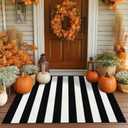Timo Black and White Striped Outdoor Rug, 36"x59" Non Slip Absorbent Layered Doormat, Washable Resist Dirt Indoor Outdoor Rugs, Fall Front Door Mat for Kitchen Entryway Patio Farmhouse Porch Decor