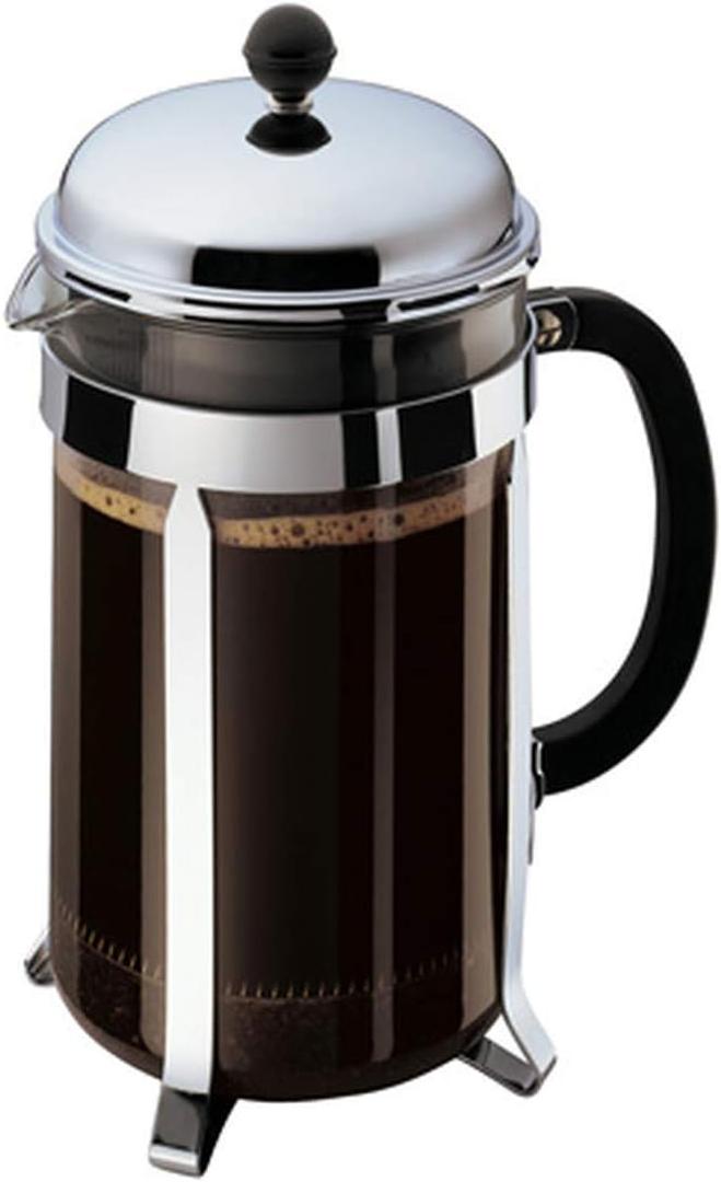 Bodum 51oz Chambord French Press Coffee Maker, HighHeat Borosilicate Glass, Polished Stainless Steel – Made in Portugal
