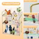Bathroom Countertop Organizer, 3 Tier Acrylic Tray Vanity Counter Skincare Organizer Shelf, Kitchen Under Sink Standing Rack, Home Storage Holder for Lotion Makeup Cosmetics Perfume Spice, Gold | Vanity Counter, Kitchen Under Sink, Home Storage Holder, for Lotion, Makeup, Cosmetics