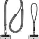 Anti-Theft Phone Lanyard 2 Pack, Includes 2 Metal Tabs, Adjustable Phone Wrist Strap & Neck Lanyards, Secure Fit for Most Phone Cases, Universal for Men & Women (Fits iPhone/Samsung/Google)(Deep Gray)