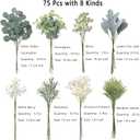 FOTEEWL 75 Pcs Artificial Greenery Stems Box Set,with 8 Kinds of Faux Plants and Fake Flowers for DIY Bridal Bouquets Wedding Floral Arrangement Table Centerpieces Decoration (Sage Green)
