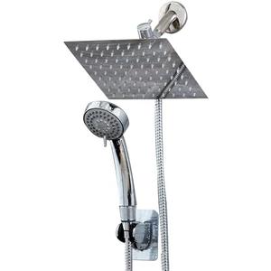 BLACK + DECKER Stainless Steel Rain Flow Shower Head & 3-Function Handheld Wand, Dual Shower System, Anti-Clog Nozzles, Chrome