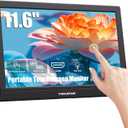 11.6 Inch Portable Monitor Touchscreen, 10-Point Touch Screen Monitor Travel Screen with Kickstand & Speaker, HDMI USB C External Display for Laptop, PC, Phone
