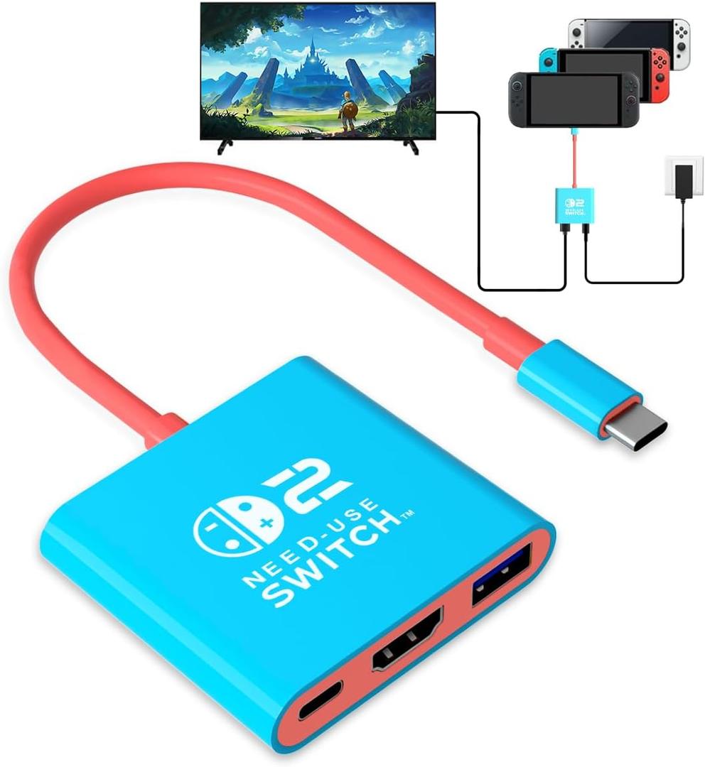 Switch 2 Dock, Switch Docking Station for NS Switch Dock, Portable Switch2 TV Adapter Support 4K/60HZ TV Mode Compatible Switch2/ Switch1/ Switch OLED, Travel Docking Station with HDMI2.0 USB3.0