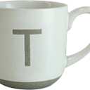 COLLECTIVE HOME - Ceramic Mug, Uppercase Letter Design, Matte Sandstone Texture, Minimalist and Stylish, 15oz, Perfect for Personalized Gifts (T)