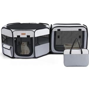 Lekereise Portable Cat Playpen, 61" 19" Cat Playpen, 2-in-1 Dog Playpen Indoor Outdoor for Cats, Puppies and Small Pets, Independently Usable, with a Carry Bag