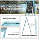 4 THOUGHT A-Frame Chalkboard 40" x 20", Chalk Board Sign Board Magnetic Sandwich Board Pine Wooden Freestanding Double-Sided Chalkboard Easel for Restaurant Cafe Shop Wedding Party, Blue