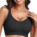 OEAK Womens Seamless Push Up Bras No Underwire Full Coverage Comfortable Bra V Neck Bralettes Wireless Everyday Bra (X-Large, Black)