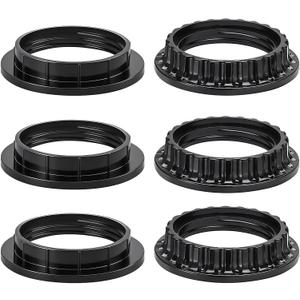 Lamp Shade Rings,6 PCS Light Socket Shade Rings,2 Sizes E26 Light Socket Collar Ring,Threaded Reducers for Hanging Lamp Holders