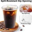 BYSNOW 100 Pack 16 oz Clear Plastic Cups with Lids, Disposable Iced Coffee Cups with Sip Lids, Sturdy Plastic Smoothie Cups for Cold Drinks