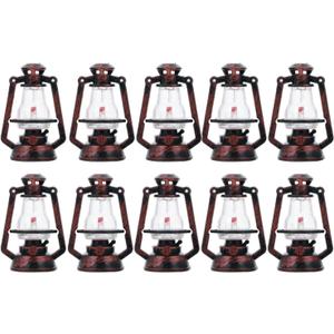 ARTIBETTER 10Pcs Mini Lanterns for Christmas Decor, Vintage Dollhouse Garden Lantern Crafts, Rustic Miniature Oil Lamp for Holiday Tabletop, Fireplace, and DIY Displays 2Inch Bronze