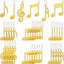 Jetec 36 Pcs Christmas Music Note Ornaments for Tree Treble Clef Wooden Christmas Vintage Musical Notes Decorative Hanging Music Ornament for Xmas Tree Decor(Gold)