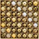 DecorbyHannah Mini Christmas Ornaments, 49ct 1.18 inches Small White Gold Ornaments for Christmas Tree Decorations, Shatterproof Plastic Hanging Ball Bulk Set for Xmas Holiday Table Decor