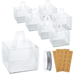 BURLIHOME 6x6x5Inch Transparent Bakery Boxes,20Pcs Clear Cake Box for Cake Chocolate Donut,Treat Boxes Gift for Party Wedding Graduation