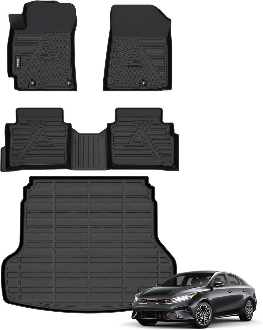 ANBINGO Floor Mats & Cargo Liner for Kia Forte 2019-2024, Custom for Forte S/EX/FE/LX/LXS/GT/GT-Line, 3D All Weather Car Floor Liners for Forte, Full Set